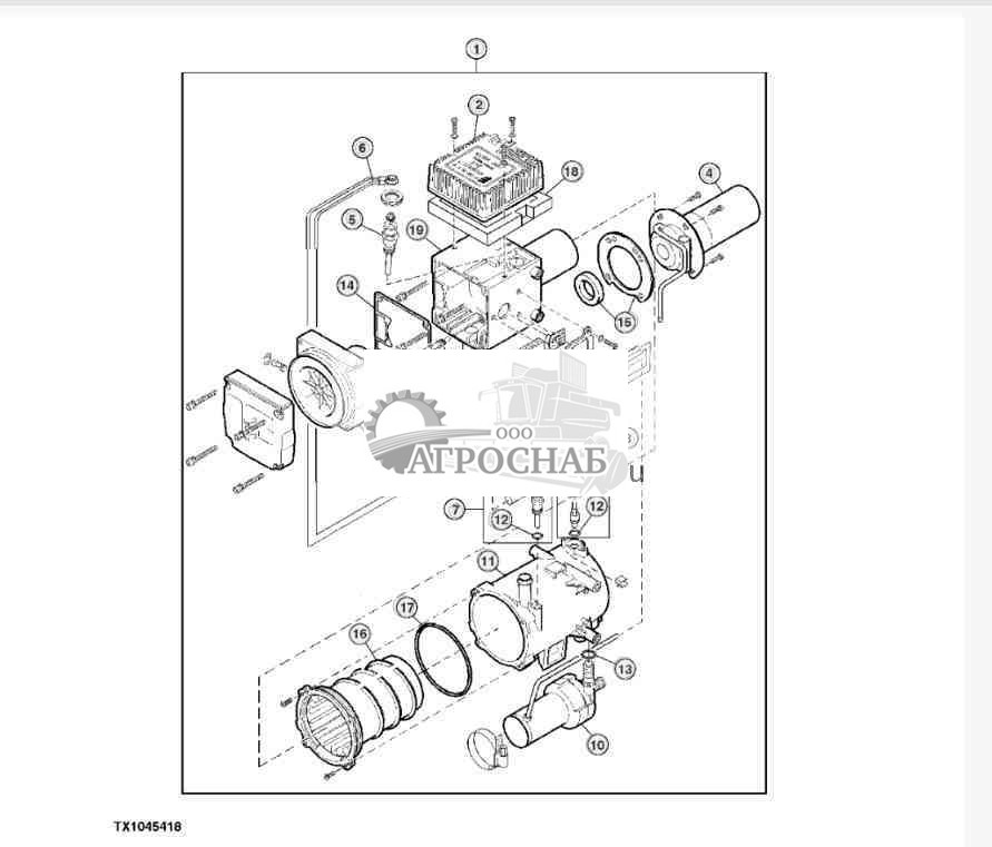 Узлы нагревателя охлаждающей жидкости двигателя — 10 кВт 